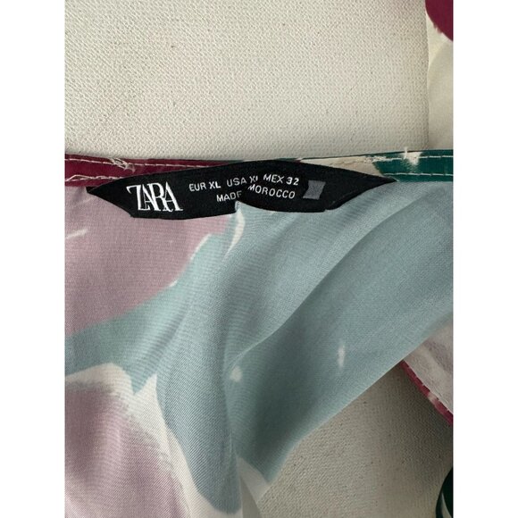 ZARA Floral Print Sleeveless Blousen Wide Leg Keyhole Back Jumpsuit Sz XL - Picture 7 of 7